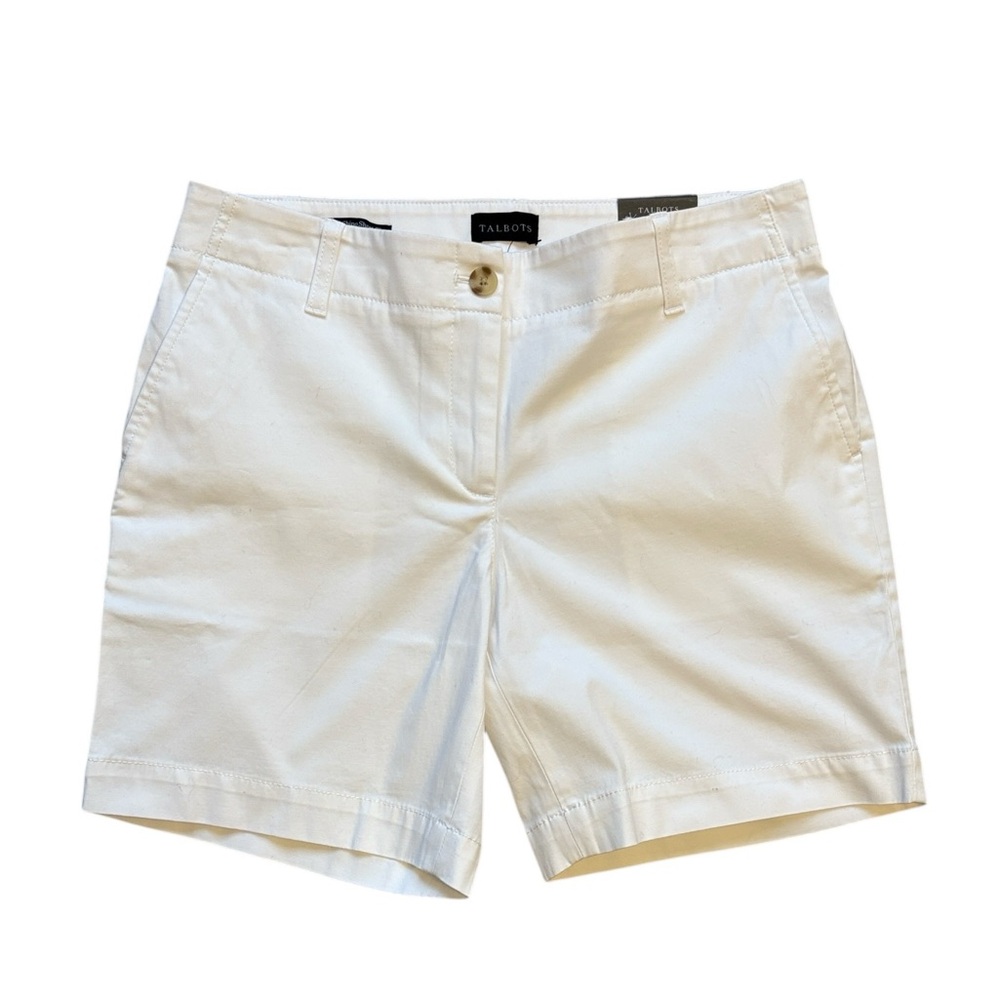 Talbots Women's Relaxed Chino Shorts Soft  7” Inseam White Size 4 New